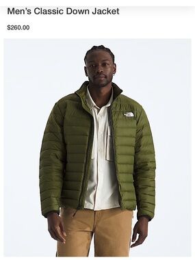 The North Face Men's Classic Down Jacket - Olive Green - Brand New -